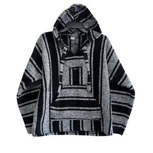 Vintage 90s Mexican Baja Poncho Hoodie